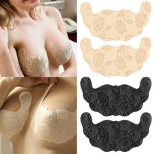 Women Self Adhesive Bra Strapless Lace Invisible Stick Gel Nipple Cover Push Up