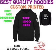 CUSTOM TEXT LOGO  PERSONALISED DESIGN YOUR OWN HOODIE UNISEX HOODY