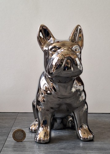 Silver chrome french bulldog - french,