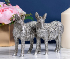 Donkeys statue silver colour - statue,