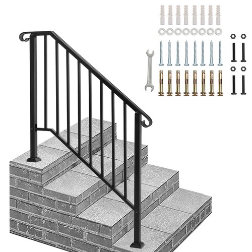 Black wrought iron - wrought, handrail