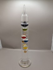 Vintage Galileo Thermometer 11" Tall 28cm Multicoloured Art Deco Glass