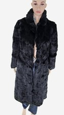 Vintage Full-Length Real Rabbit Fur Coat – Dark Brown/Black Soft Short Fur – Cla