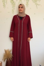 Burgundy Embroidered Abaya