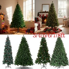 3FT-8FT Christmas Tree Pine Bushy Green Artificial Xmas Tree With Metal Stand UK