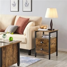 Nightstand BedSide Table with 2 Drawers and Open Shelf Wooden End Table for Home