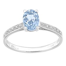 9ct White Gold 0.05ct Diamond and Blue Topaz Engagement Ring By Naava