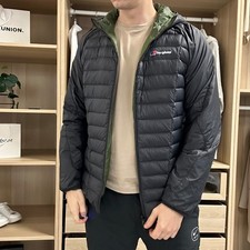 Berghaus Mens HydroLoft Down Puffer Jacket Size L Black Green Reversible Hooded