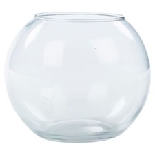 Recycled Clear Glass Round Flower Pot & Fish Bowl Vase Elegant Floral Displays