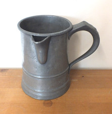 (Ref. 3083) 19th c. antique pewter quart jug