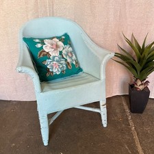 VINTAGE WICKER LLOYD LOOM CHAIR PAINTED BABY BLUE BEDROOM NURSING ARMCHAIR