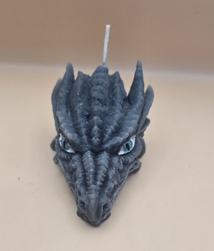 Grey dragon head figurine - dragon,