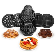 3 in 1 Waffle Maker - VonShef Brownie & Doughnut Maker with Removable Plates