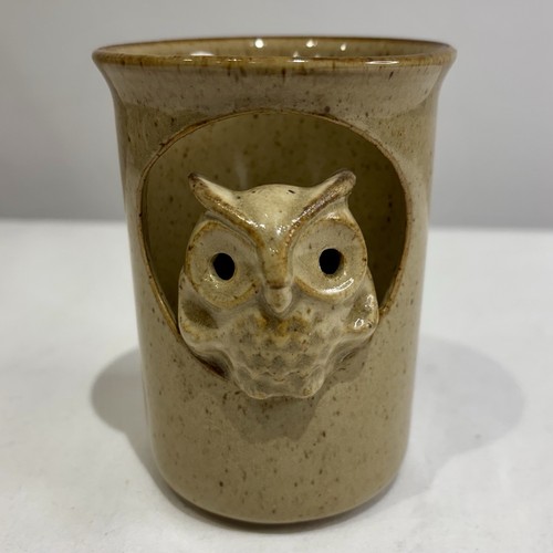Vintage small pottery owl jar - owl,