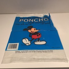 Vintage Adult Disney Mickey Mouse Rain Poncho Dinseyland  80’s 90s empty bag 