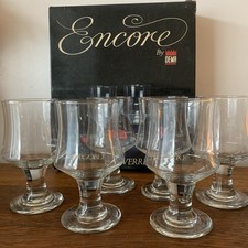 6 Vintage Dema “encore” Beer Goblets 1/2 Pint Pedestal Chunky, Original Box