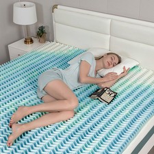 Memory Foam Mattress Topper Double King Single Pressure-Relieving Sleep Pad Blue