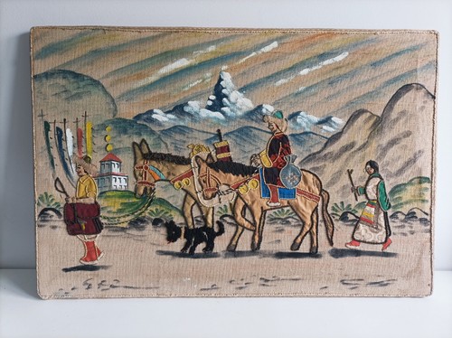 Tibetan mixed media art wall - mixed,
