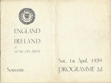 England v Northern Ireland (Schoolboy International @ Stoke City) 1939 - PRE-WAR