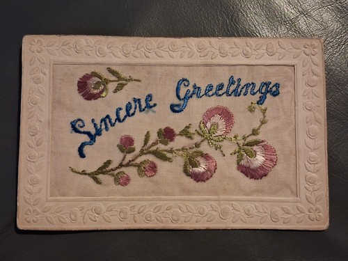 Ww1 silk postcard embroidered - postcard,