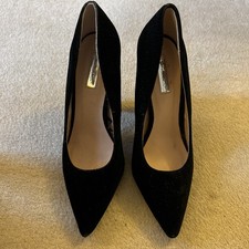 Black Faux Suede Court Shoes