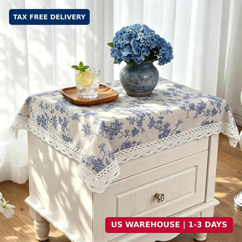 Small blue floral tablecloth - small,