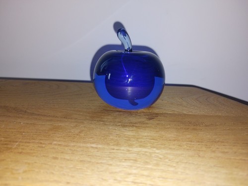 Stunning blue glass apple - blue,