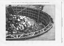 Great Caisson of the Forth Rail Bridge 2 x Antique Prints 1885