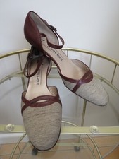 PETER KAISER MARY JANE STYLE TEXTILE & LEATHER  SANDALS SIZE 6.5