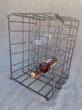 Vintage Man Cave Home Decor Wine Glass Rack Galvanised Steel Milk Crate 20 Slots