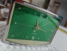 Vintage Retro Clock Table Mid Century Diamond Space Age UFO Atomic Design Green.