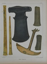 Antique US Naval Ancient Indian Artifacts South America Engraving Art 1855