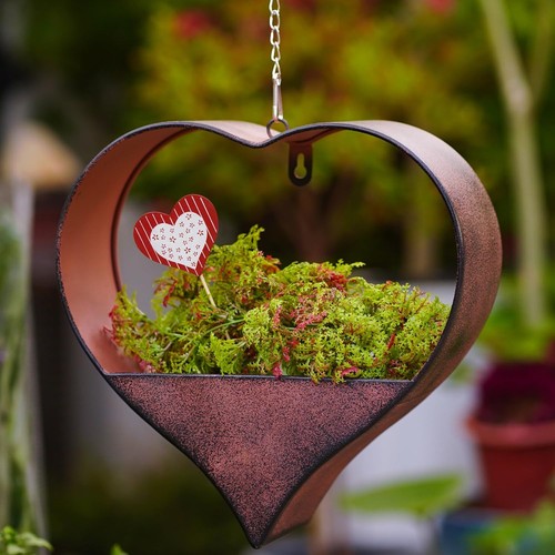 Hanging heart metal planter - heart,