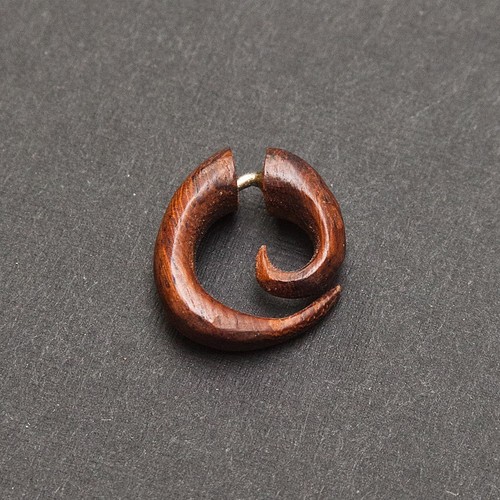 Wooden swirl earring - ,, stud