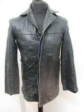 VINTAGE 70'S FRENCH LEATHER WORK CHOR DONKEY JACKET SIZE S, ACE PATINA