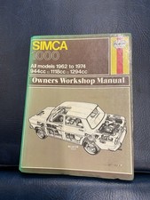 SIMCA 1000 inc. SPECIAL & RALLYE HAYNES MANUAL 1962-1974  RARE MANUAL