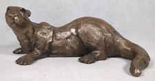 Paul Jenkins ~ Frith Sculpture ~ CROUCHING OTTER ~ Cold Cast Bronze~Length 19cm