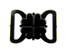 Black Bikini Clips Bra Fasteners - Black Clover Leaf Shape 8mm, 10mm, 13mm, 19mm