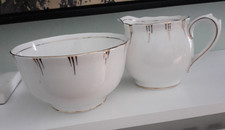 Vintage Royal Albert China Milk Jug and sugar bowl white with 24K gold decoratio