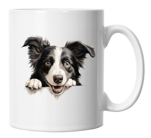 Border collie mug - collie, peeking