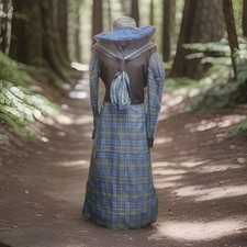 Ladies blue checked - blue, victorian