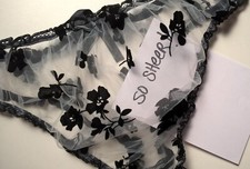 Sexy SHEER White / Black Frilly SEE THRU Knickers Panties Sissy CD TV  34" - 46"