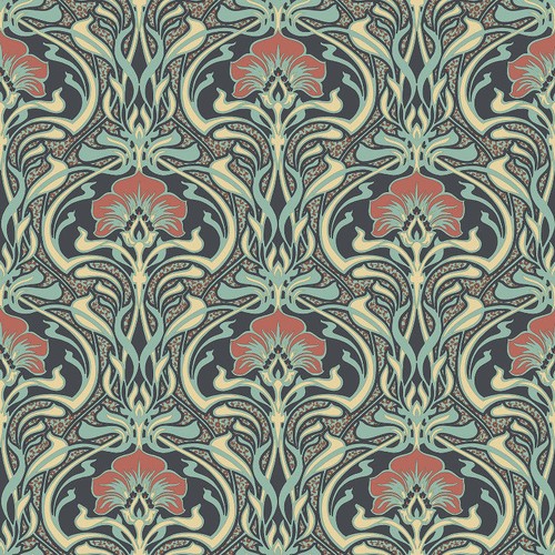Peacock green retro wallpaper - green,