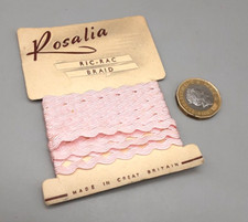 Vintage Rosalia  Pink Ric Rac Braid on Original Card - Haberdashery Advertising