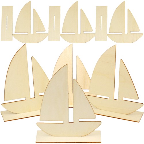10pcs sailboat shape - 10pcs, wood