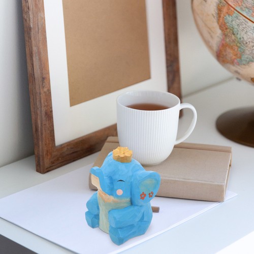 Sky blue wooden elephant - blue,
