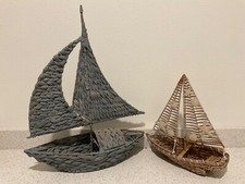 2 Rattan Wicker & Wood Basket