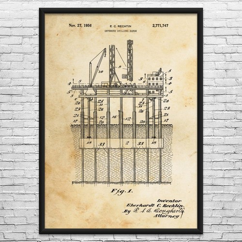 Oil platform patent - wall, art