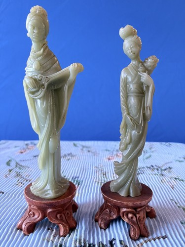 Pair vintage celadon jade - pair, of