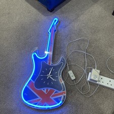 ??Vintage Union Jack Neon Light Guitar Clock Wall Display (Gadget Shop) ??